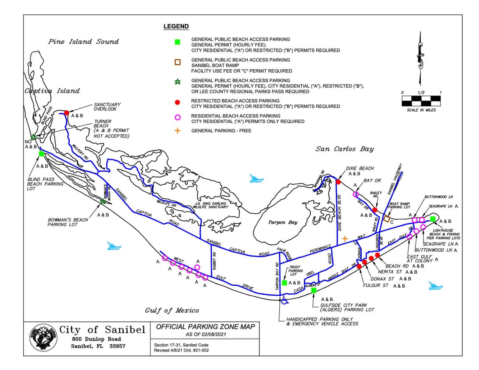 Sanibel Island Public Parking Lot Map