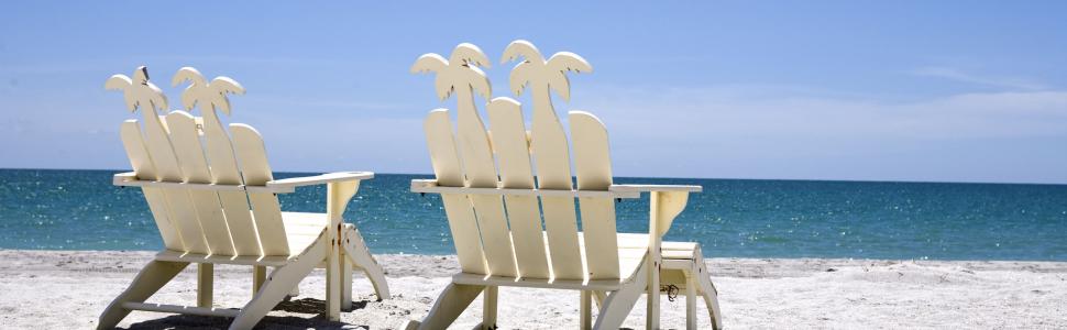 Sunny day with beach chairs on Captiva Island